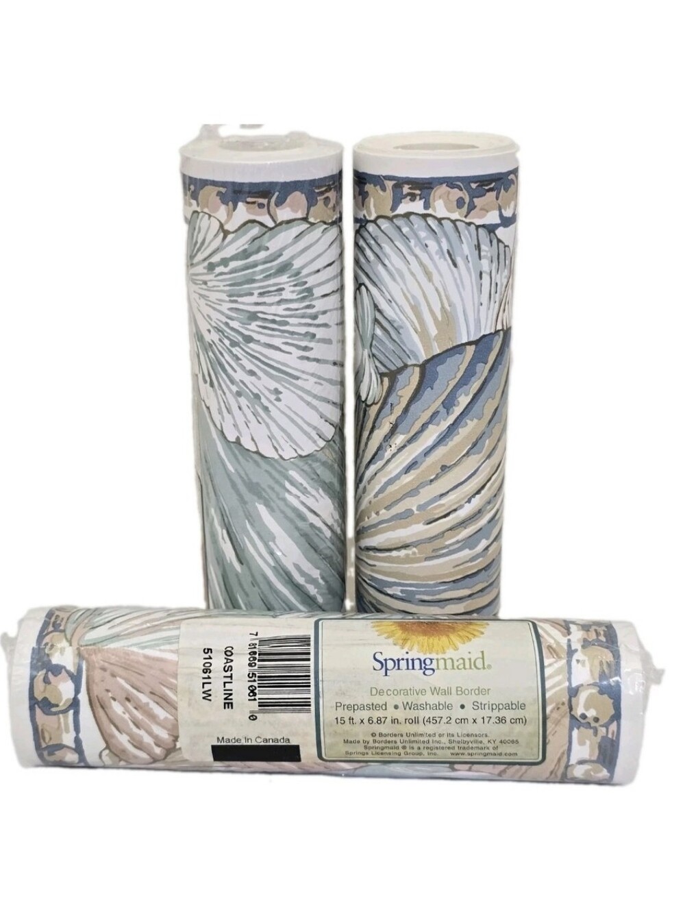 vintage new SPRINGMAID Coastal Print Wall Boarder Prepasted Strippable Washable